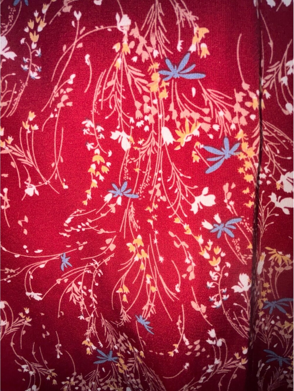 Agnes Orinda Floral Ruffle Front Blouse 1X Red Polyester